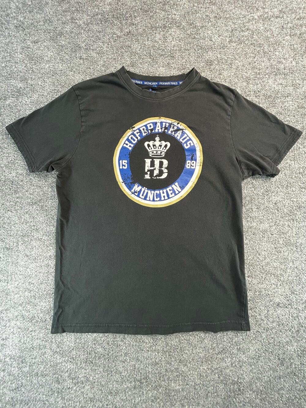 Hofbräuhaus München HB Logo Graphic T Shirt Men's M Black Germany Beer Hall Tee
